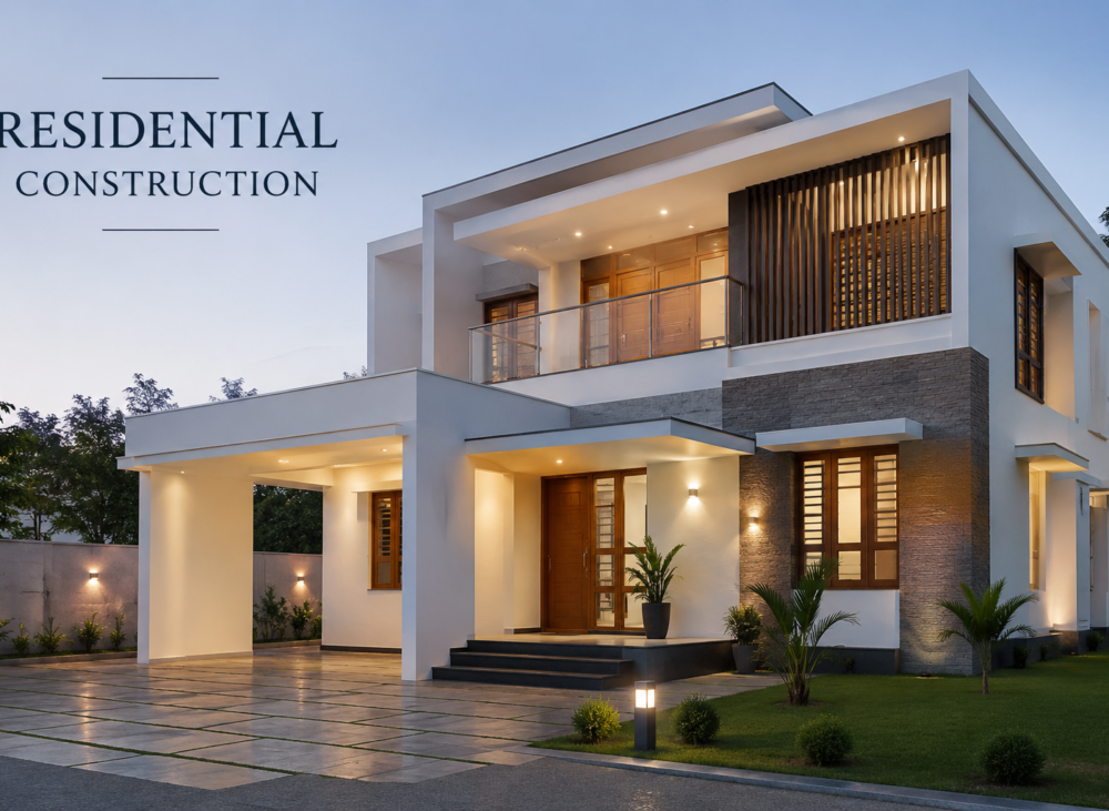 Modern two-storey residential house with contemporary architecture and premium exterior finishes.