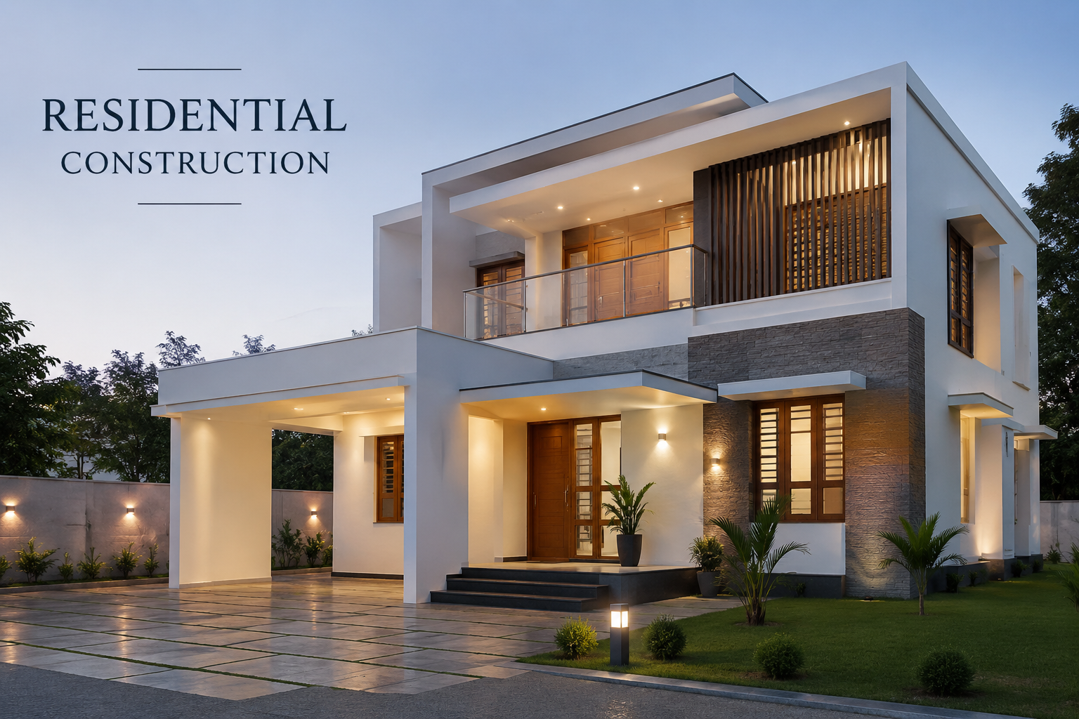 Modern two-storey residential house with contemporary architecture and premium exterior finishes.